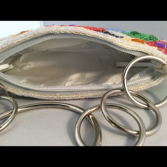 White Clutch Colorful Sequence & Bead Embellished - Picture 2 of 3