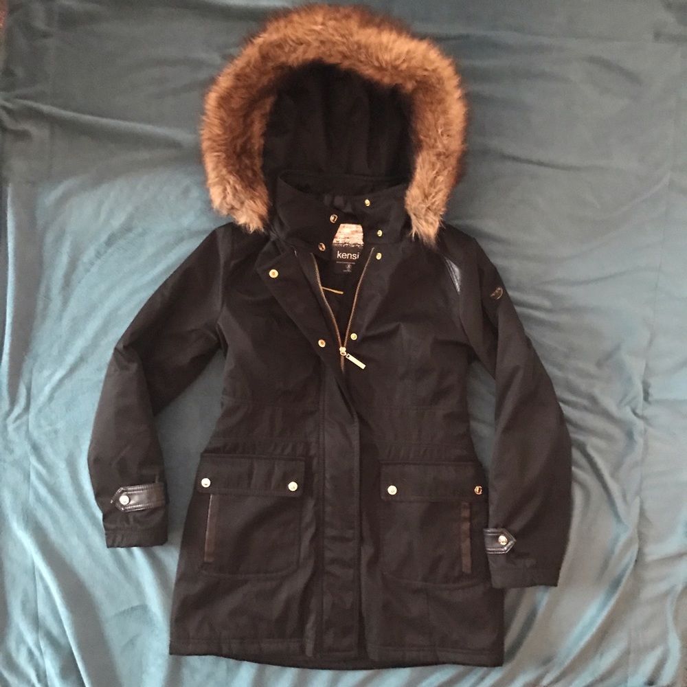 ⚡️SALE⚡️ Kensie Black Fur Hooded Coat