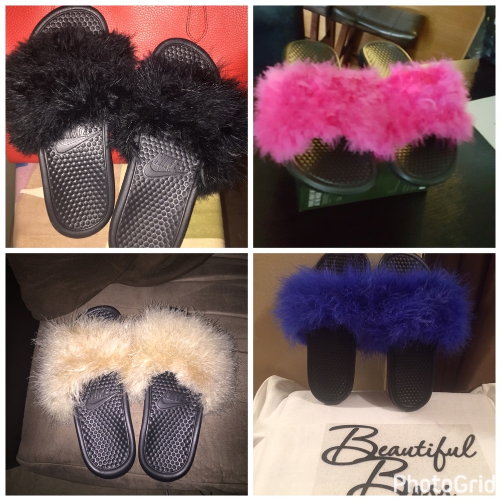Women Nike furry sandals/slippers