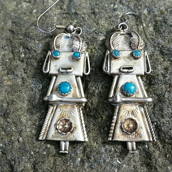 Vintage Jewelry - Vintage Sterling Silver Turquoise Earrings