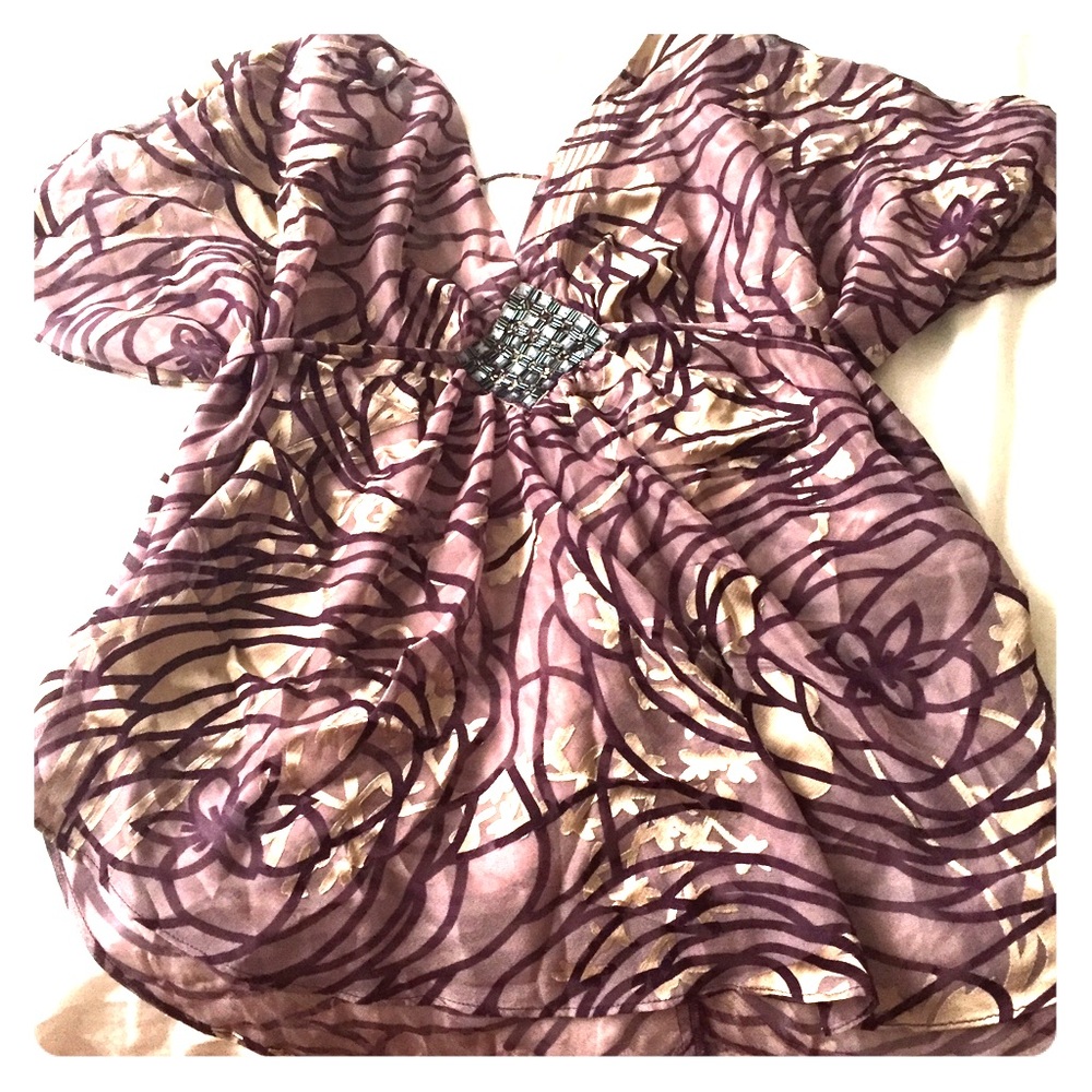 Arden B Sheer Patterned Tie Back Top NWT - Size S