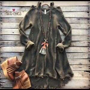 Southern fried chics sweater dress olive green