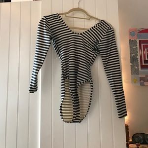 America apparel long sleeve stipe bodysuit size m