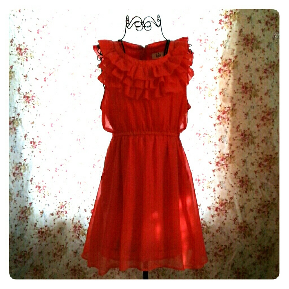 Peach Ruffle Cocktail Dress