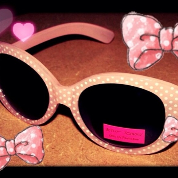 Betsey Johnson Pink Polka Dot Sunglasses + Case