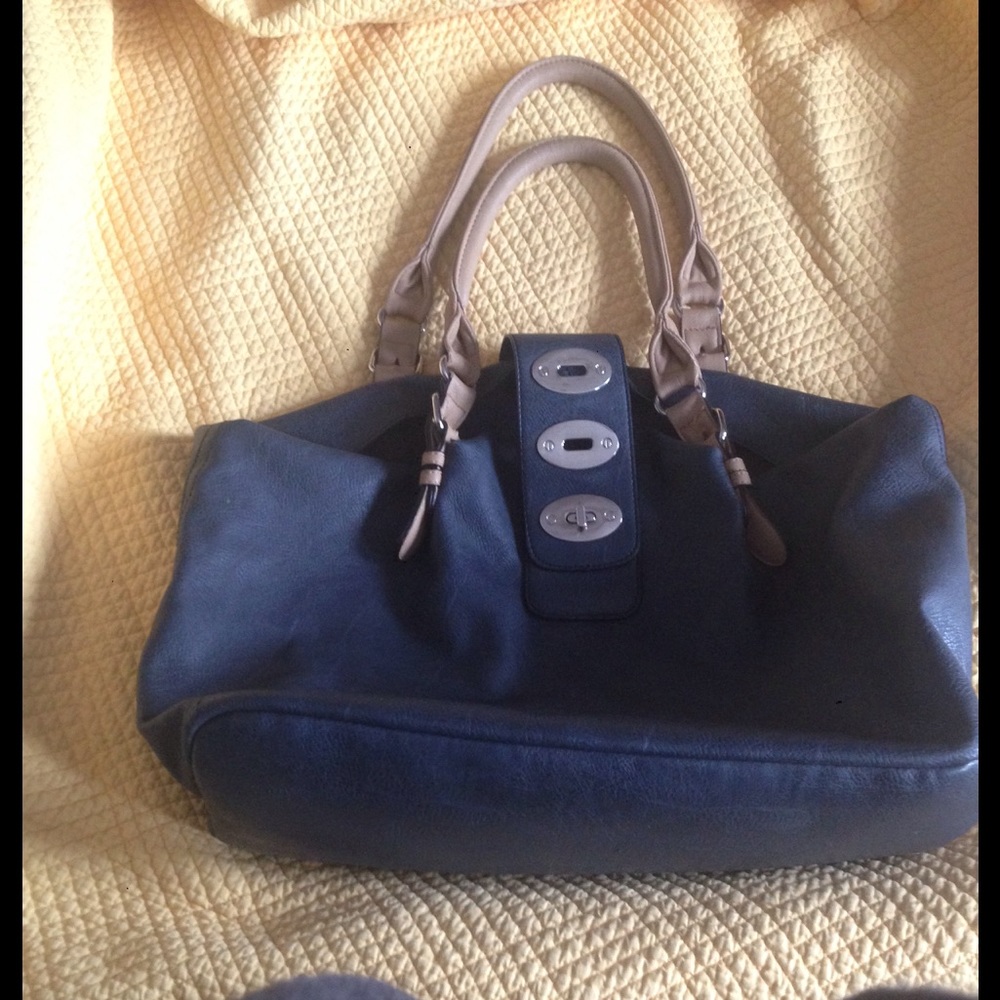 Navy blue with beige accent laptop bag