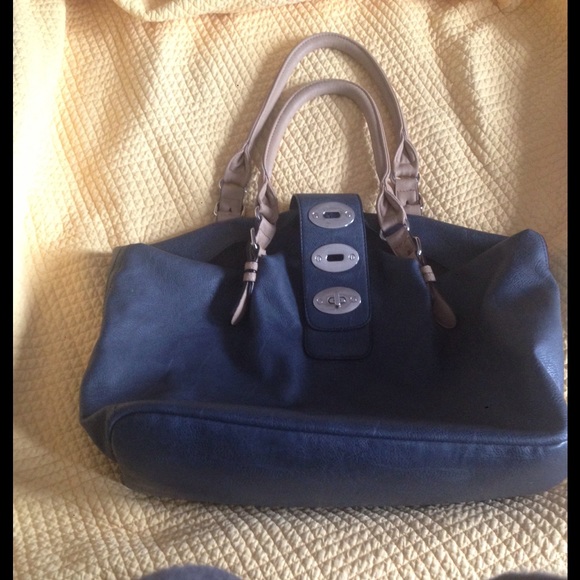 Navy blue with beige accent laptop bag - Picture 1 of 1