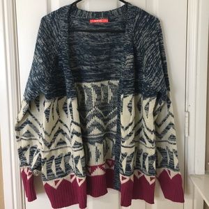 Multi-colored, patterned cardigan