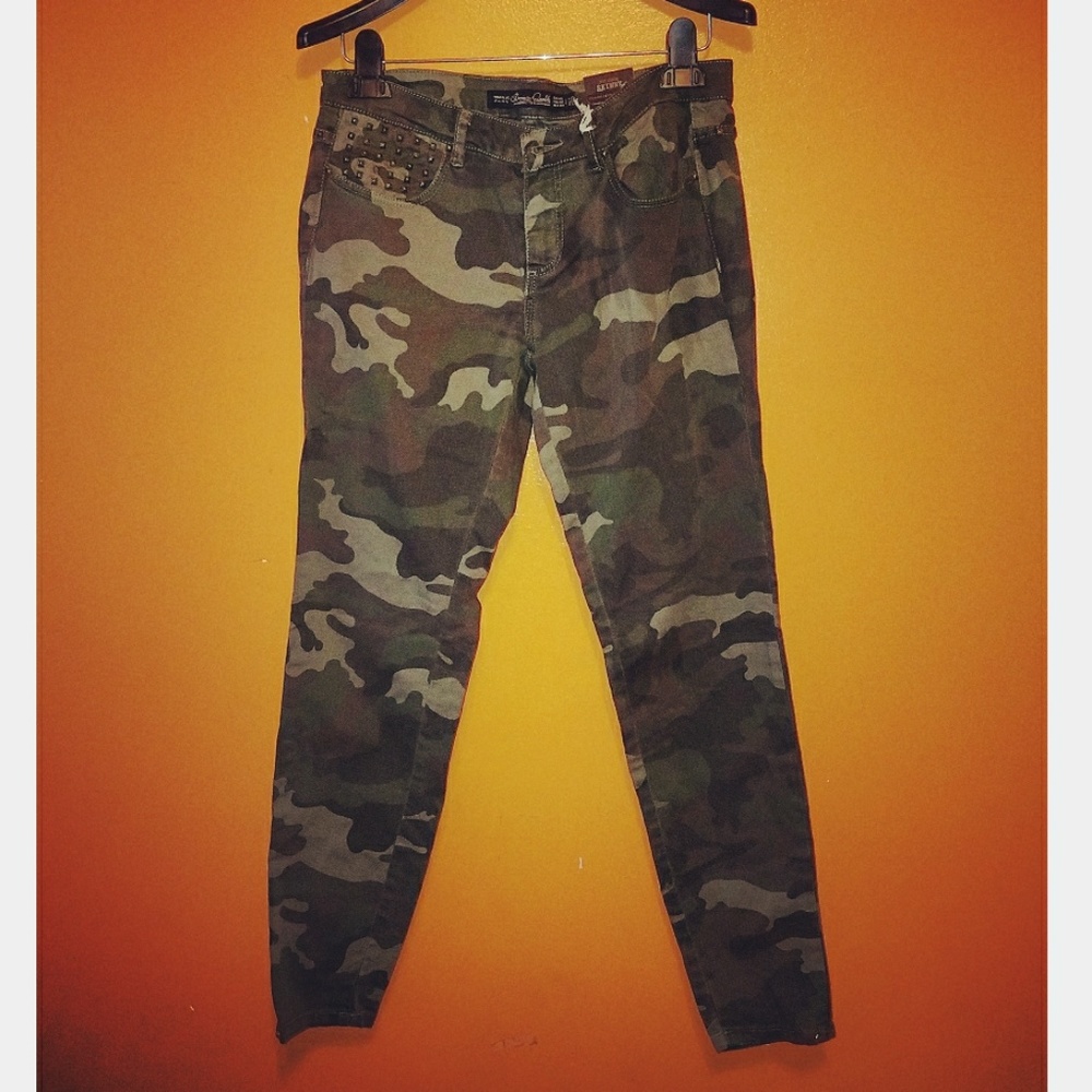 ZARA Green/Brown Camo Skinny Jeans