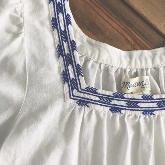 Madewell Arrow stitch Peasant top - Picture 2 of 3