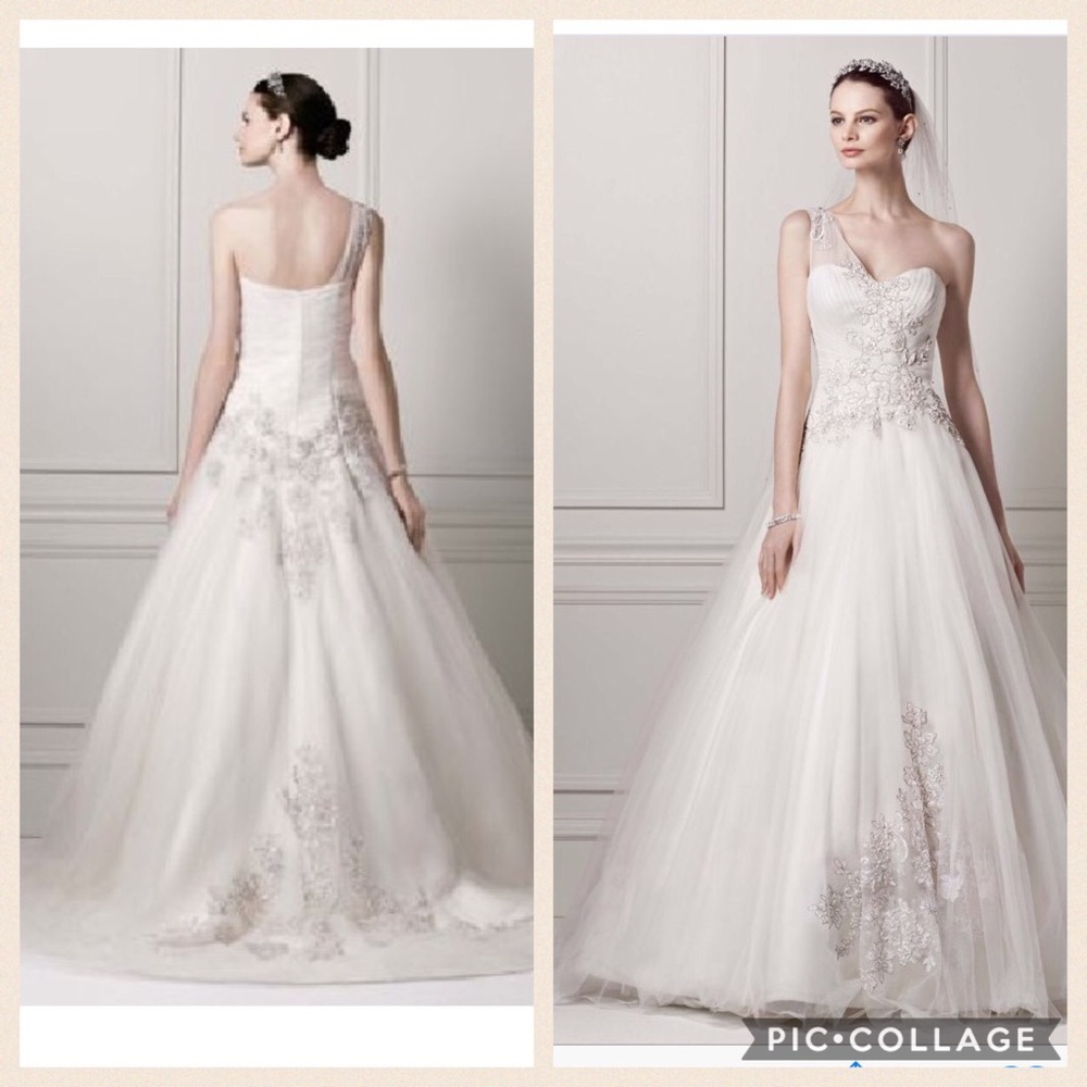 Oleg Cassini One Shoulder wedding gown