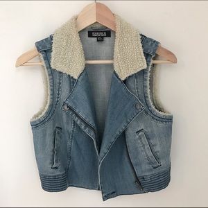 Denim and Sherpa vest