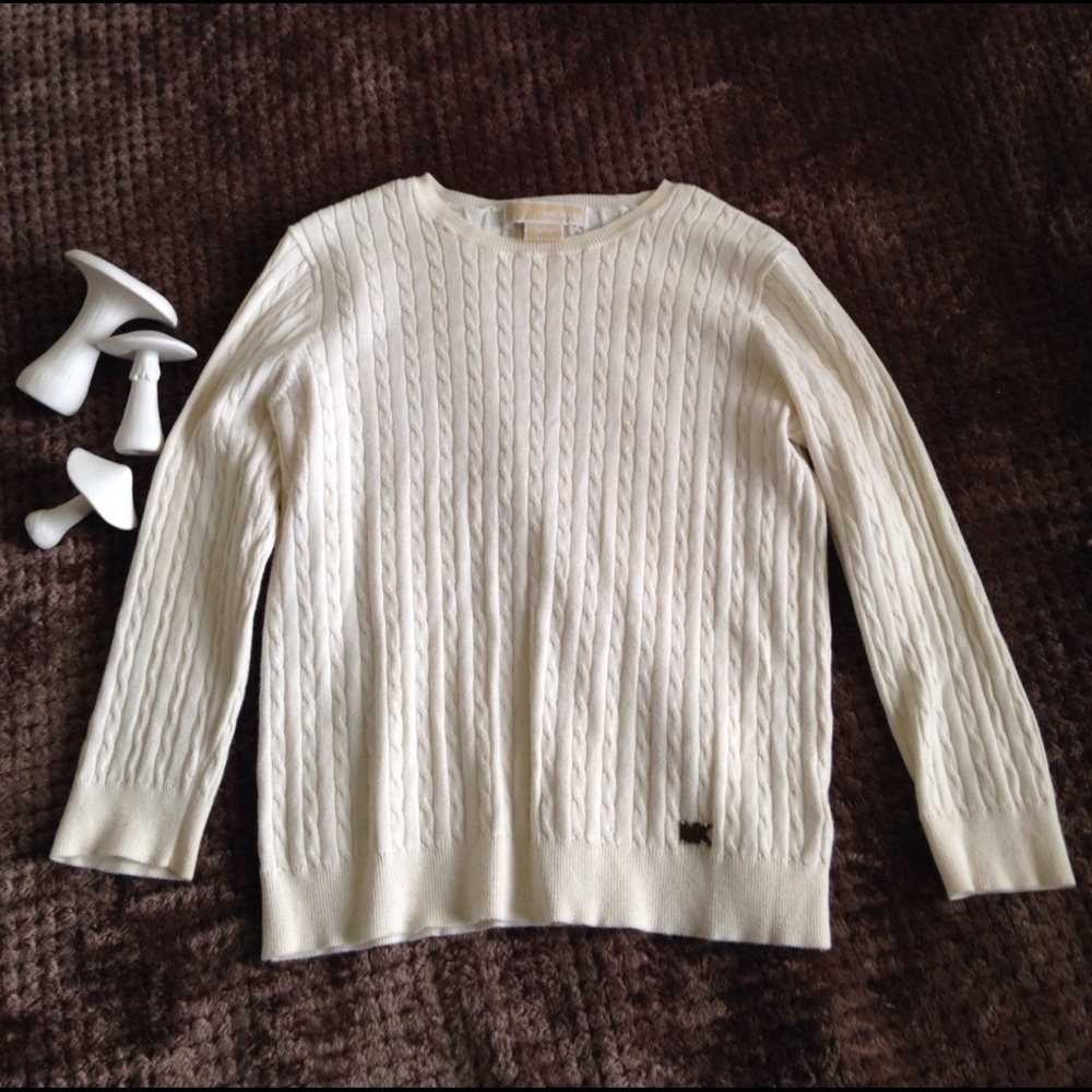 Michael Kors M Cable Knit Sweater Lightweight 3/4