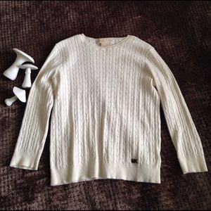 Michael Kors M Cable Knit Sweater Lightweight 3/4