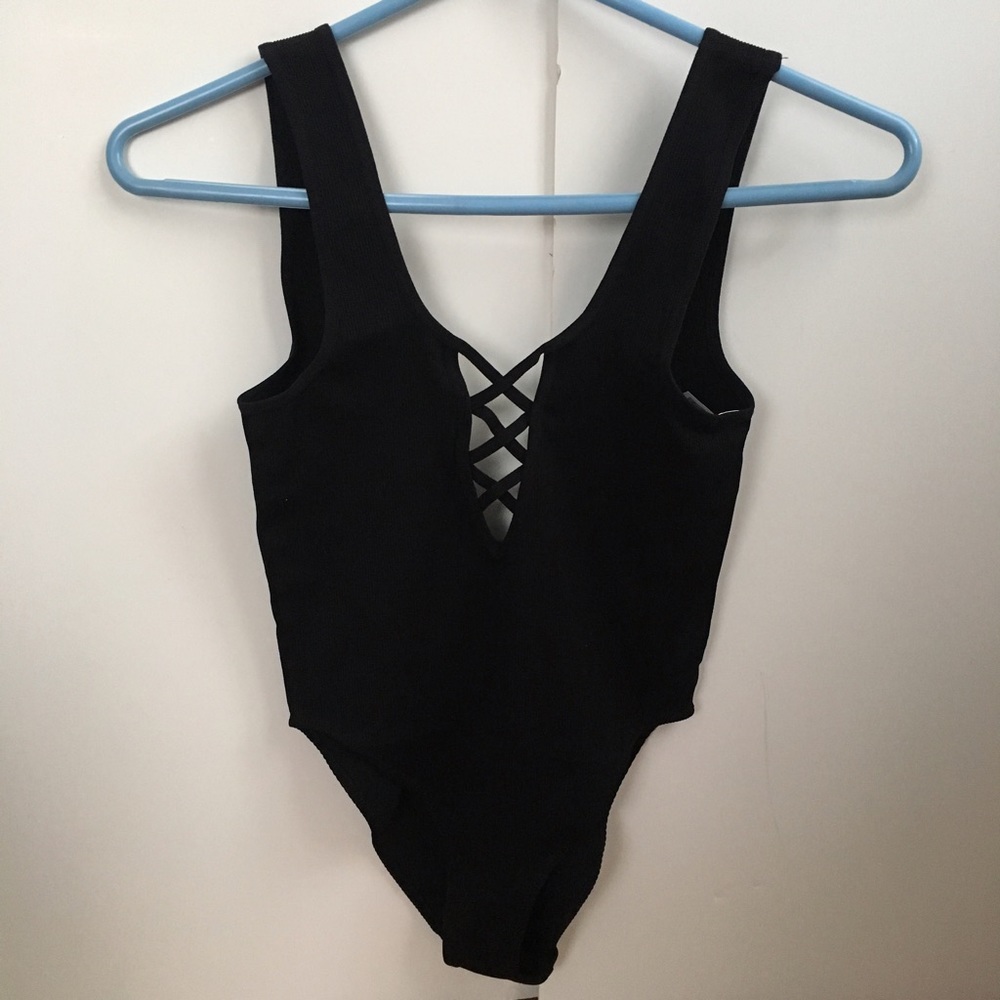 ❤ F21 Black Bodysuit