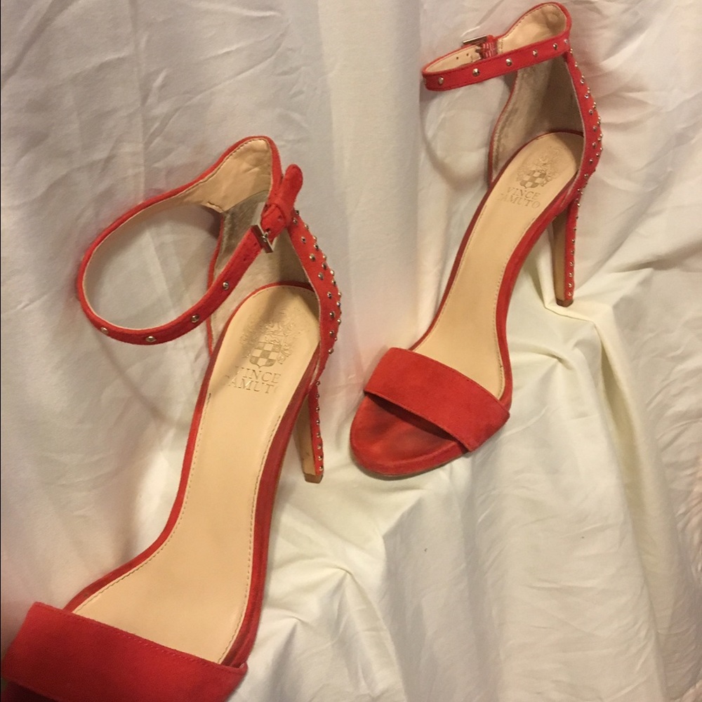 SOLD-Vince Camuto Red Studded suede heels