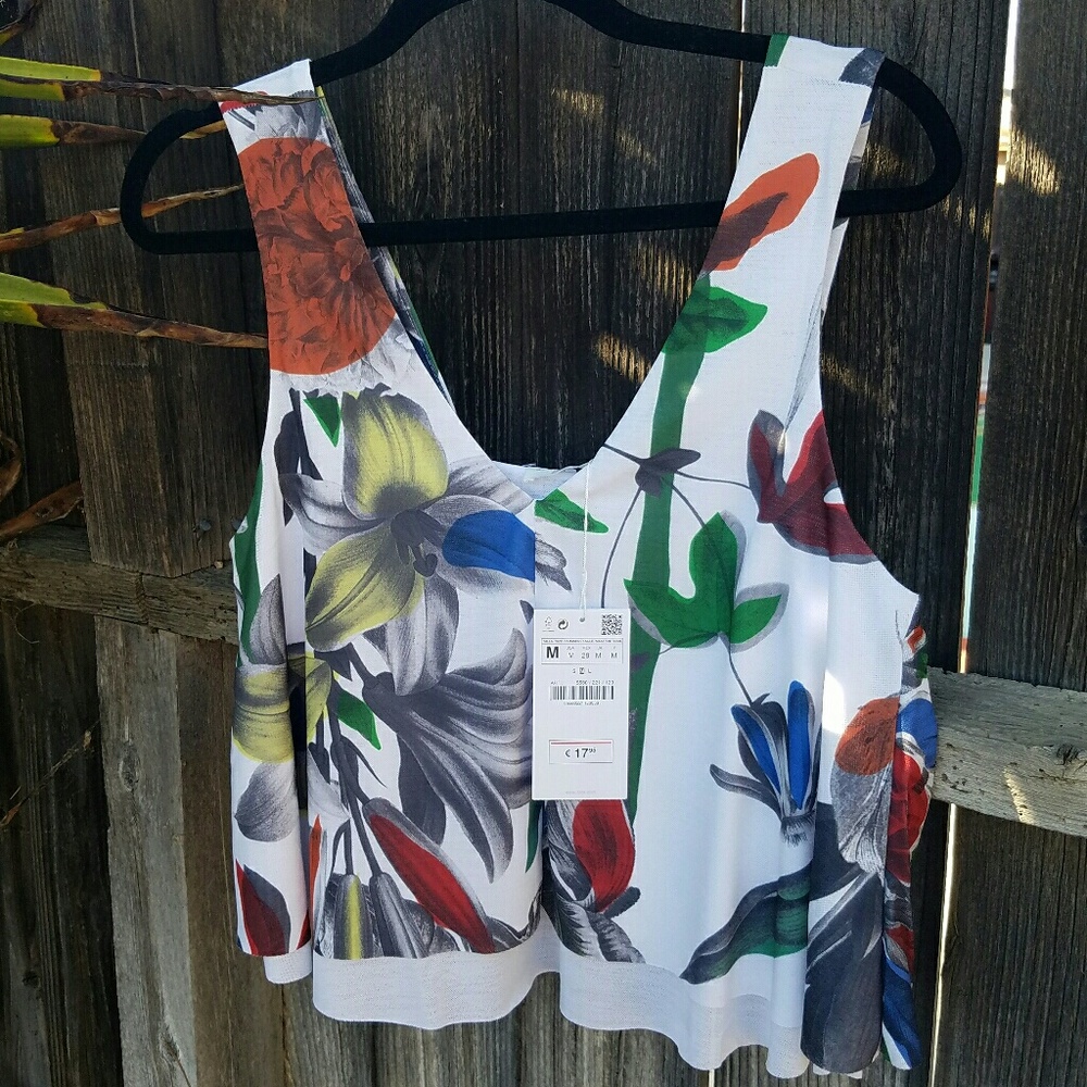 Zara White Floral Spring Shirt