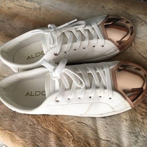 ALDO white and rose gold sneakers
