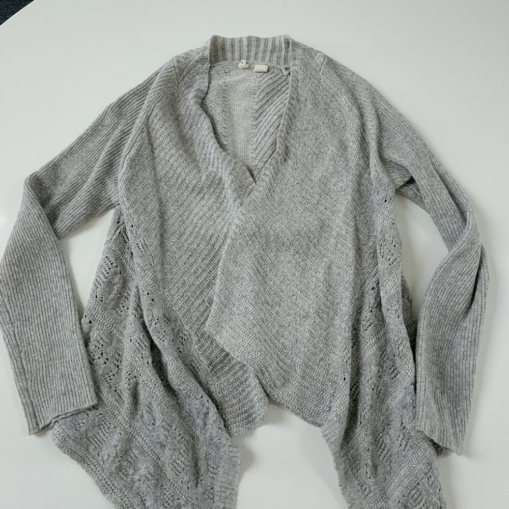 Grey wrap sweater (Anthropologie)