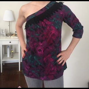 Funky print one shoulder blouse