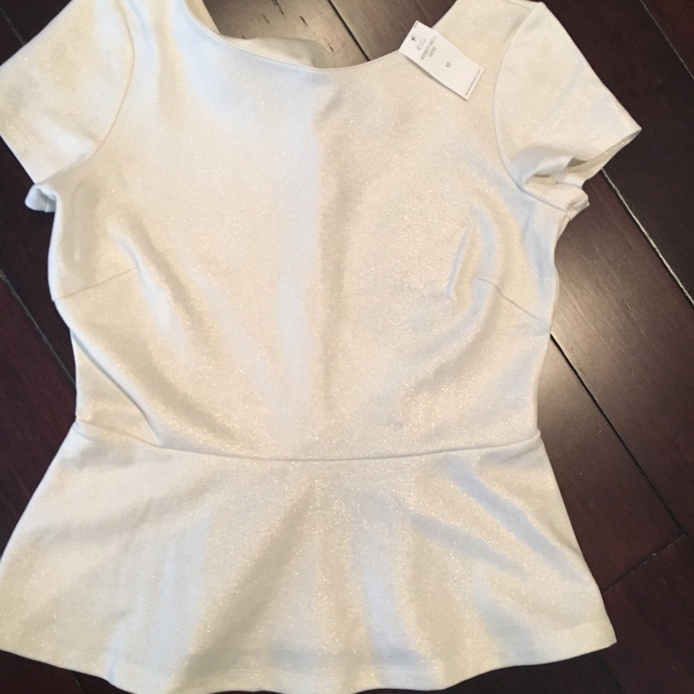 NWT Banana Republic ivory sparkle peplum top