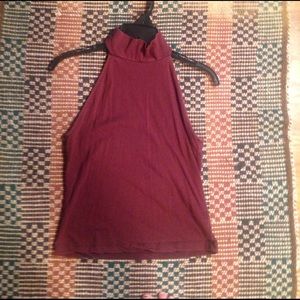 Burgundy turtle neck tank top
