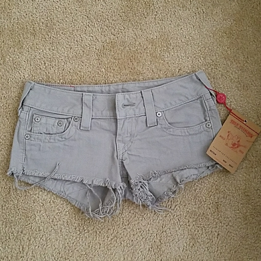 Stone grey color cut off shorts