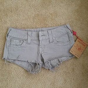 Stone grey color cut off shorts