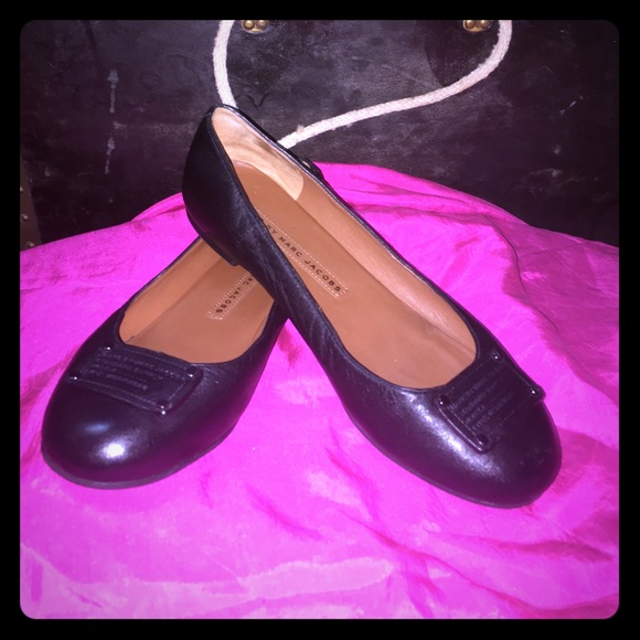 Marc Jacobs black leather ballet flats - Picture 1 of 5