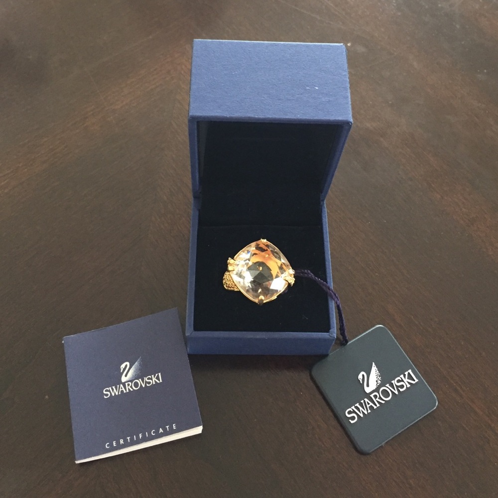 Swarovski Large Crystal Gold-Tone Ring