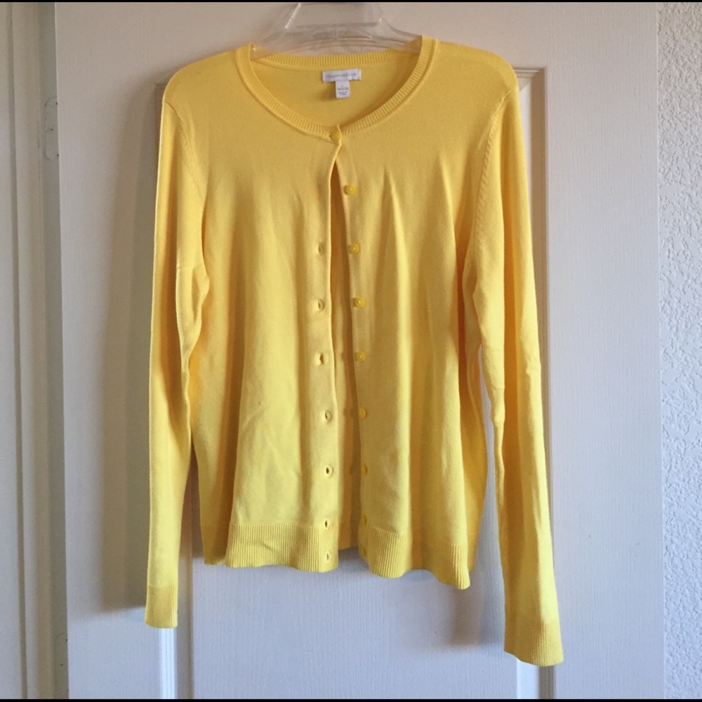 Women's yellow button down sweater
