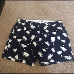 Old Navy Dark Blue and White Flowered Chino Shorts