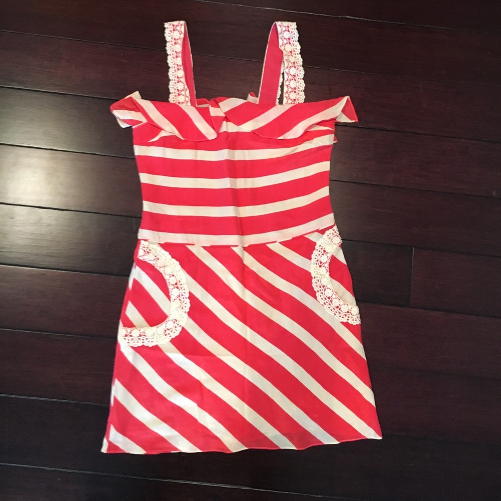 Tracy Reece Plenty strawberry and cream silk dress
