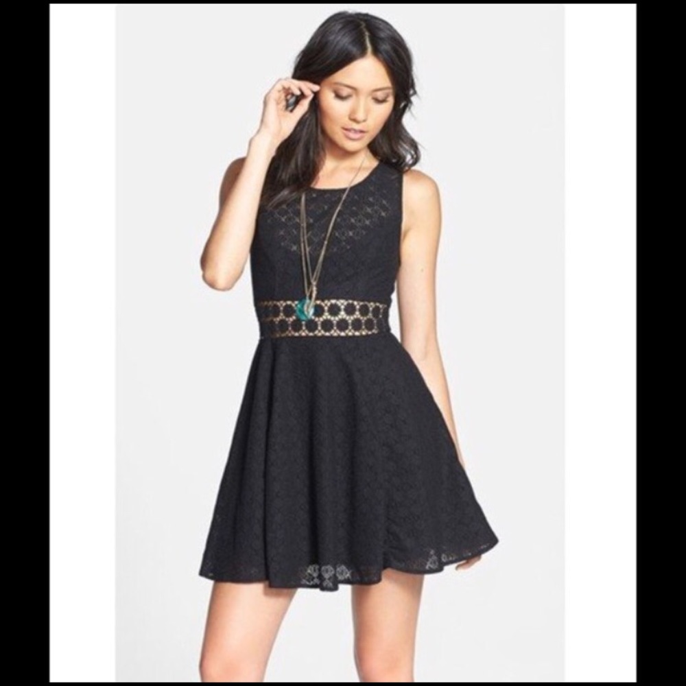 Black fitted with daisies dress from free people