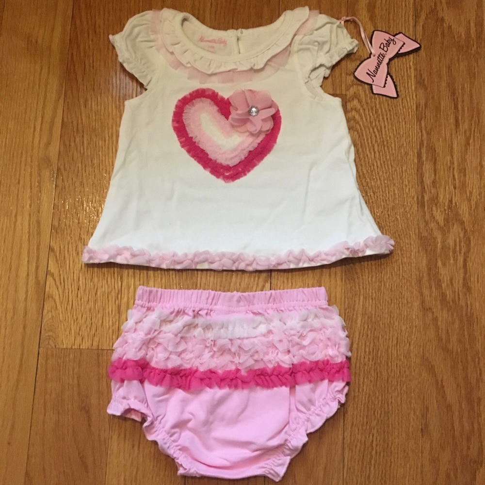 SALE Appliqué Top with Ruffled Diaper Cover Set