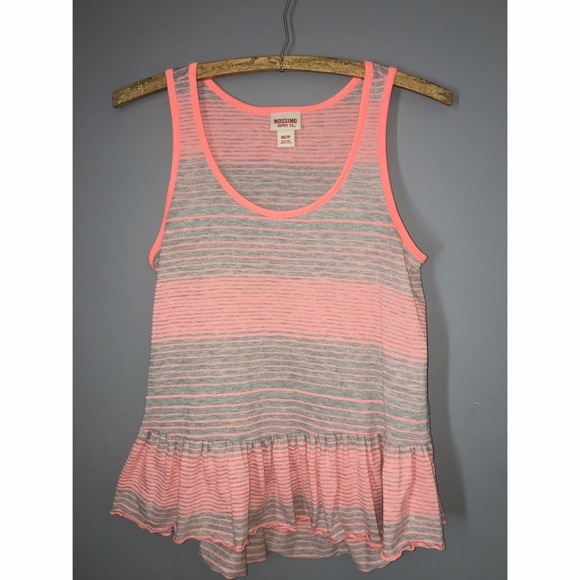 Tops - Grey and Coral Striped Tank Sz XS Tops - Grey and Coral Striped Tank Sz XS