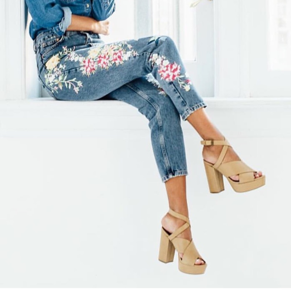 Nude Chunky Block Heel Sandals - Picture 2 of 5