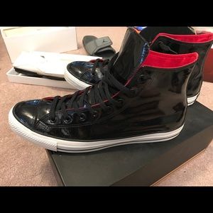 Men's black patent leather converse