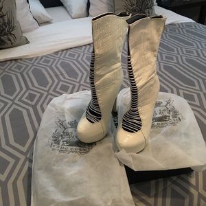 White leather boots
