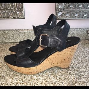 Franco Sarto black wedge sandals