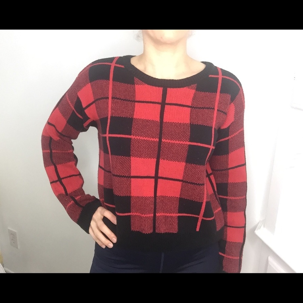 Comfy Red Plaid Sweater