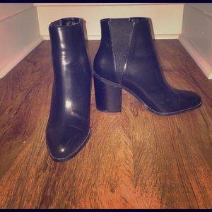 Black leather ankle booties