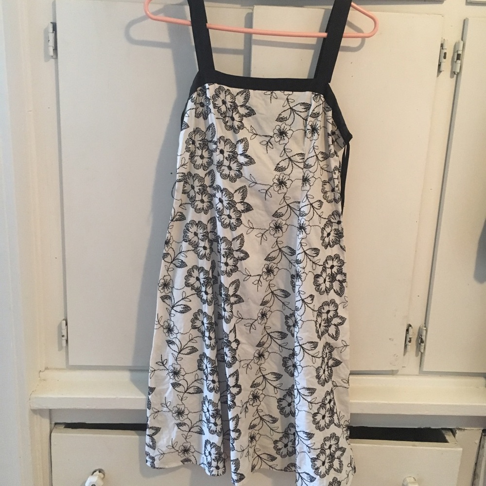 Black and white embroidered dress