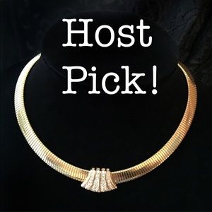 Vintage Gold and Rhinestone Choker Necklace