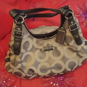 Madison OP Art Maggie Satchel Gray/Silver Hardware