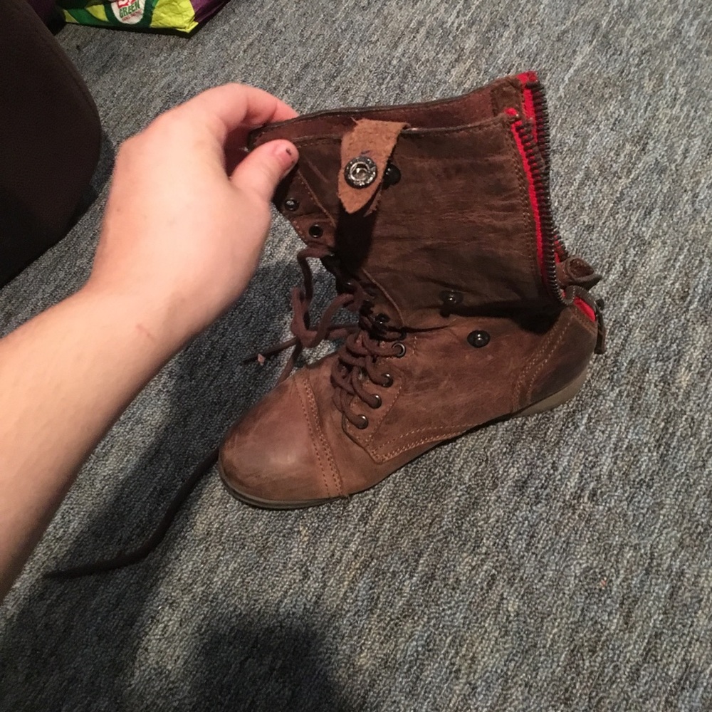 Steve Madden brown leather combat boots
