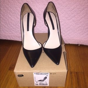 Zara Black Leather Heels