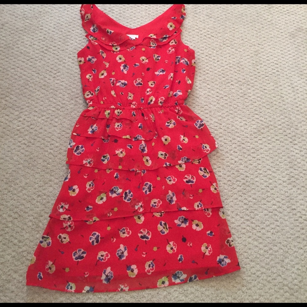 Red floral dress