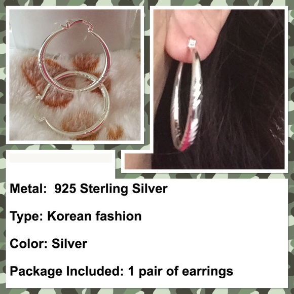 925 sterling silver hoop earrings - Picture 2 of 2