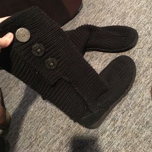 Black cable knit tall ugg boots